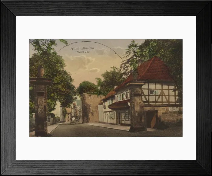 Framed Print : Oberes Tor in Hannoversch Muenden, Hann. Muenden, Lower Saxony, Germany, postcard with text, view around ca 1910, historical, digital reproduction of a historical postcard, public domain, from that time, exact date unknown Framed Print : Oberes Tor in Hannoversch Muenden, Hann. Muenden, Lower Saxony, Germany, postcard with text, view around ca 1910, historical, digital reproduction of a historical postcard, public domain, from that time, exact date unknown
