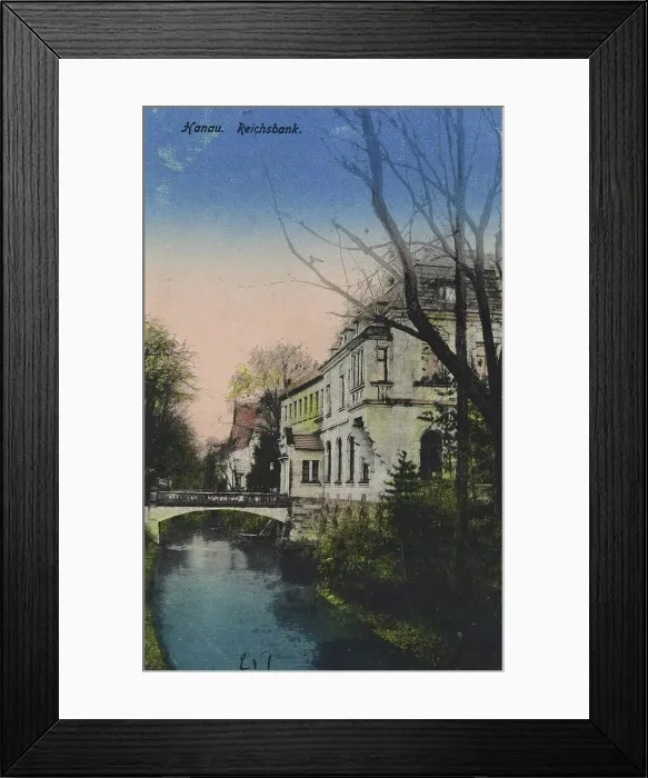 Framed Print : Reichsbank in Hanau, Hesse, Germany, postcard with text, view around ca 1910, historical, digital reproduction of a historical postcard, public domain, from that time, exact date unknown Framed Print : Reichsbank in Hanau, Hesse, Germany, postcard with text, view around ca 1910, historical, digital reproduction of a historical postcard, public domain, from that time, exact date unknown