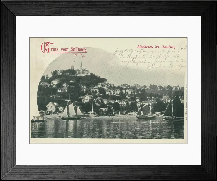 Framed Print : Blankenese with Suellberg, Hamburg, Germany, postcard with text, view around ca 1910, historical, digital reproduction of a historical postcard, public domain, from that time, exact date unknown Framed Print : Blankenese with Suellberg, Hamburg, Germany, postcard with text, view around ca 1910, historical, digital reproduction of a historical postcard, public domain, from that time, exact date unknown
