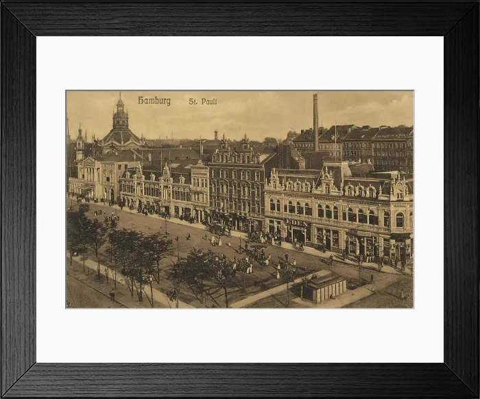 Framed Print : St. Pauli, Hamburg, Germany, postcard with text, view around ca 1910, historical, digital reproduction of a historical postcard, public domain, from that time, exact date unknown Framed Print : St. Pauli, Hamburg, Germany, postcard with text, view around ca 1910, historical, digital reproduction of a historical postcard, public domain, from that time, exact date unknown