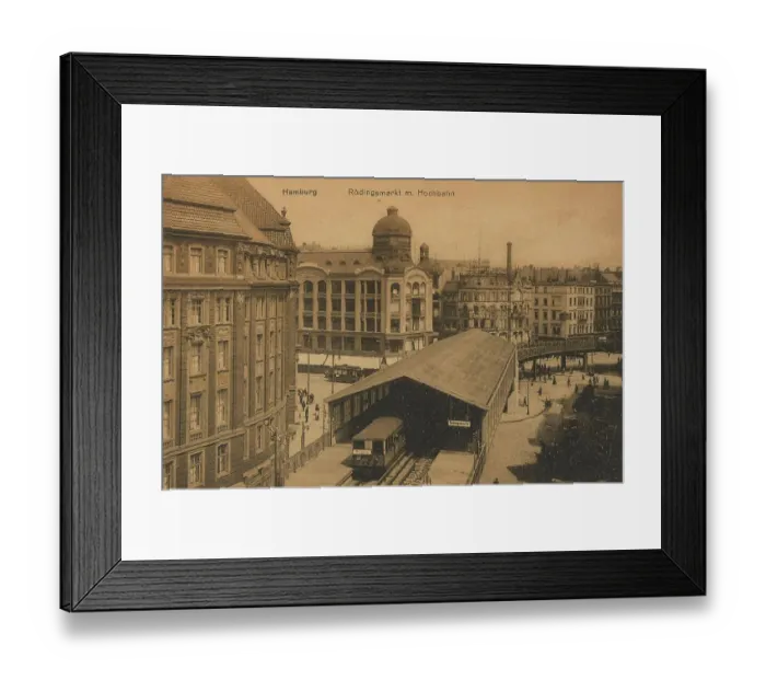 Framed Print : Roedingsmarkt with elevated railway, Hamburg, Germany, postcard with text, view around ca 1910, historical, digital reproduction of a historical postcard, public domain, from that time, exact date unknown Framed Print : Roedingsmarkt with elevated railway, Hamburg, Germany, postcard with text, view around ca 1910, historical, digital reproduction of a historical postcard, public domain, from that time, exact date unknown