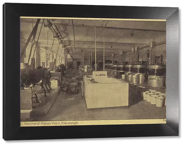 Reichardt Kakaowerk, Wandsbek, staff kitchen, Hamburg, Germany, postcard with text, view around ca 1910, historical, digital reproduction of a historical postcard, public domain, from that time, exact date unknown