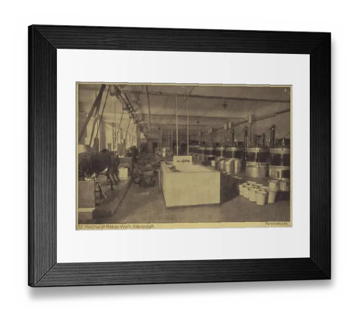Framed Print : Reichardt Kakaowerk, Wandsbek, staff kitchen, Hamburg, Germany, postcard with text, view around ca 1910, historical, digital reproduction of a historical postcard, public domain, from that time, exact date unknown Framed Print : Reichardt Kakaowerk, Wandsbek, staff kitchen, Hamburg, Germany, postcard with text, view around ca 1910, historical, digital reproduction of a historical postcard, public domain, from that time, exact date unknown