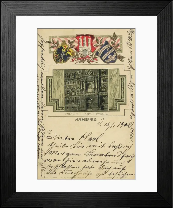 Framed Print : City Hall, Hamburg, Germany, postcard with text, view around ca 1910, historical, digital reproduction of a historical postcard, public domain, from that time, exact date unknown Framed Print : City Hall, Hamburg, Germany, postcard with text, view around ca 1910, historical, digital reproduction of a historical postcard, public domain, from that time, exact date unknown