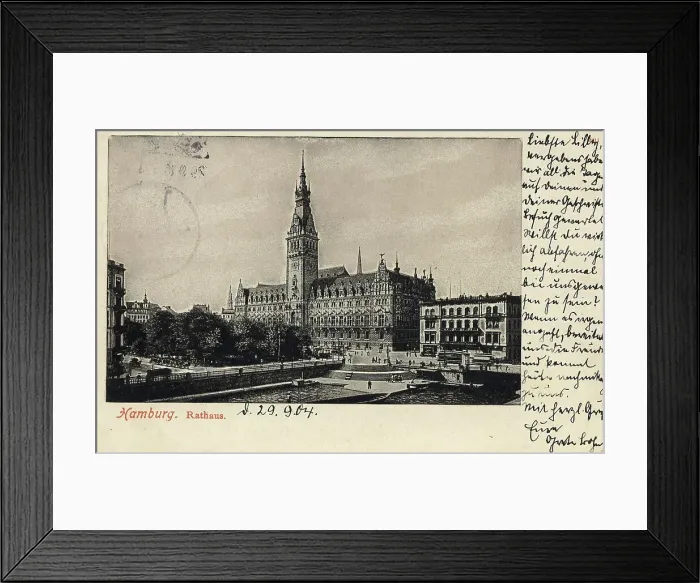 Framed Print : City Hall, Hamburg, Germany, postcard with text, view around ca 1910, historical, digital reproduction of a historical postcard, public domain, from that time, exact date unknown Framed Print : City Hall, Hamburg, Germany, postcard with text, view around ca 1910, historical, digital reproduction of a historical postcard, public domain, from that time, exact date unknown