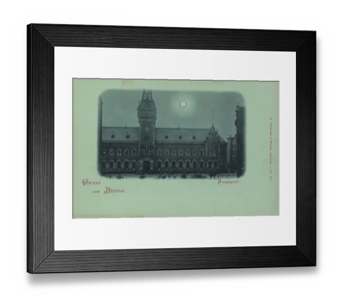 Framed Print : Main post office in Altona, Hamburg, Germany, postcard with text, view around ca 1910, historical, digital reproduction of a historical postcard, public domain, from that time, exact date unknown Framed Print : Main post office in Altona, Hamburg, Germany, postcard with text, view around ca 1910, historical, digital reproduction of a historical postcard, public domain, from that time, exact date unknown