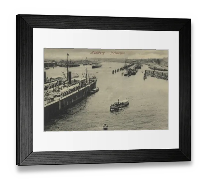 Framed Print : Niederhafen, Hamburg, Germany, postcard with text, view around ca 1910, historical, digital reproduction of a historical postcard, public domain, from that time, exact date unknown Framed Print : Niederhafen, Hamburg, Germany, postcard with text, view around ca 1910, historical, digital reproduction of a historical postcard, public domain, from that time, exact date unknown