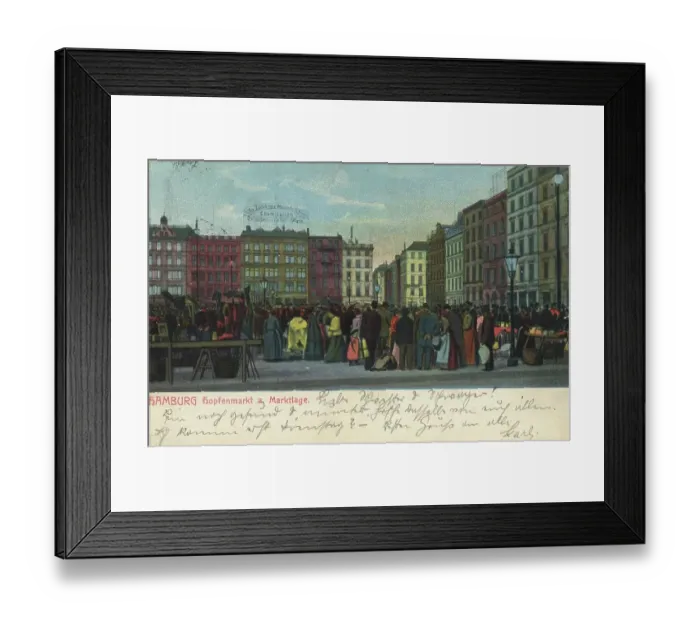 Framed Print : The hop market on market day, Hamburg, Germany, postcard with text, view around ca 1910, Historic, digital reproduction of a historic postcard, public domain, from that time, exact date unknown Framed Print : The hop market on market day, Hamburg, Germany, postcard with text, view around ca 1910, Historic, digital reproduction of a historic postcard, public domain, from that time, exact date unknown