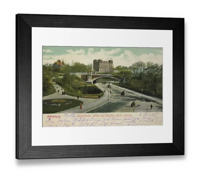 Framed Print : Helgolaender Allee with Kersten Miles Bridge, Hamburg, Germany, postcard with text, view around ca 1910, historical, digital reproduction of a historical postcard, public domain, from that time, exact date unknown Framed Print : Helgolaender Allee with Kersten Miles Bridge, Hamburg, Germany, postcard with text, view around ca 1910, historical, digital reproduction of a historical postcard, public domain, from that time, exact date unknown