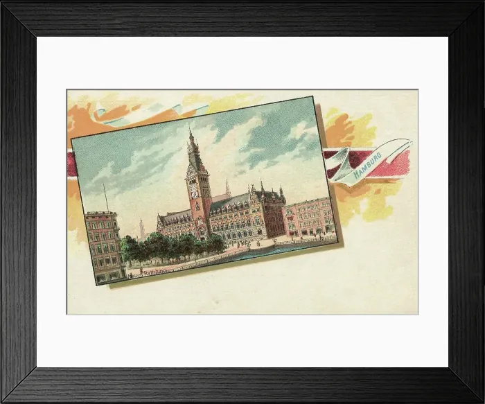 Framed Print : Neues Rathaus, Hamburg, Germany, postcard with text, view around ca 1910, historical, digital reproduction of a historical postcard, public domain, from that time, exact date unknown Framed Print : Neues Rathaus, Hamburg, Germany, postcard with text, view around ca 1910, historical, digital reproduction of a historical postcard, public domain, from that time, exact date unknown