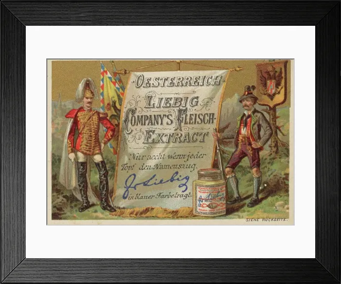 Framed Print : Picture series National Flags, Austria, with soldier and mountain farmer, digitally restored reproduction of a collectors picture from c. 1900 Framed Print : Picture series National Flags, Austria, with soldier and mountain farmer, digitally restored reproduction of a collectors picture from c. 1900