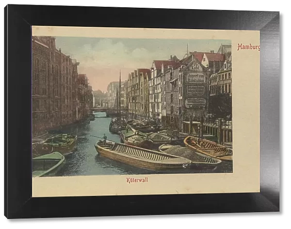 The Kueterwall, Hamburg, Germany, postcard with text, view around ca 1910, historical, digital reproduction of a historical postcard, public domain, from that time, exact date unknown