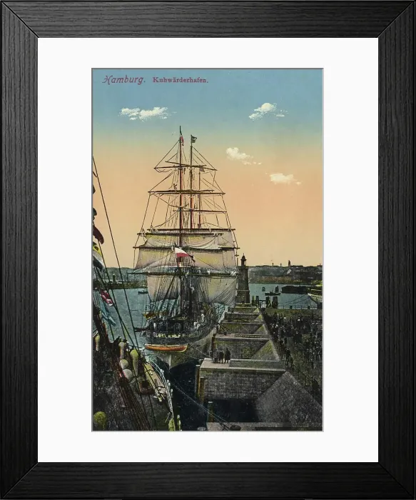 Framed Print : Kuhwaerderhafen, Hamburg, Germany, postcard with text, view around ca 1910, historical, digital reproduction of a historical postcard, public domain, from that time, exact date unknown Framed Print : Kuhwaerderhafen, Hamburg, Germany, postcard with text, view around ca 1910, historical, digital reproduction of a historical postcard, public domain, from that time, exact date unknown