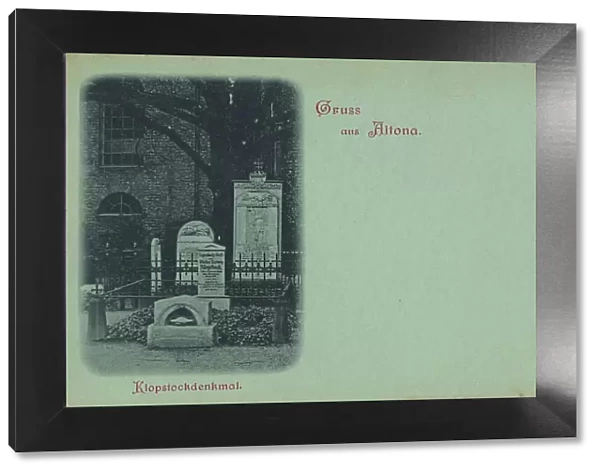 Klopstock Monument in Altona, Hamburg, Germany, postcard with text, view around ca 1910, historical, digital reproduction of a historical postcard, public domain, from that time, exact date unknown