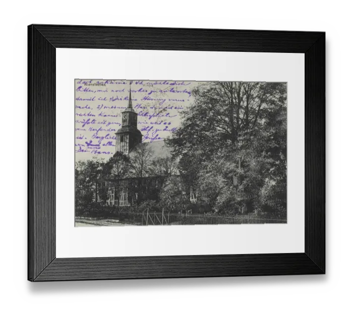 Framed Print : Church of Nienstedten, district, Hamburg, Germany, postcard with text, view around ca 1910, historical, digital reproduction of a historical postcard, public domain, from that time, exact date unknown Framed Print : Church of Nienstedten, district, Hamburg, Germany, postcard with text, view around ca 1910, historical, digital reproduction of a historical postcard, public domain, from that time, exact date unknown