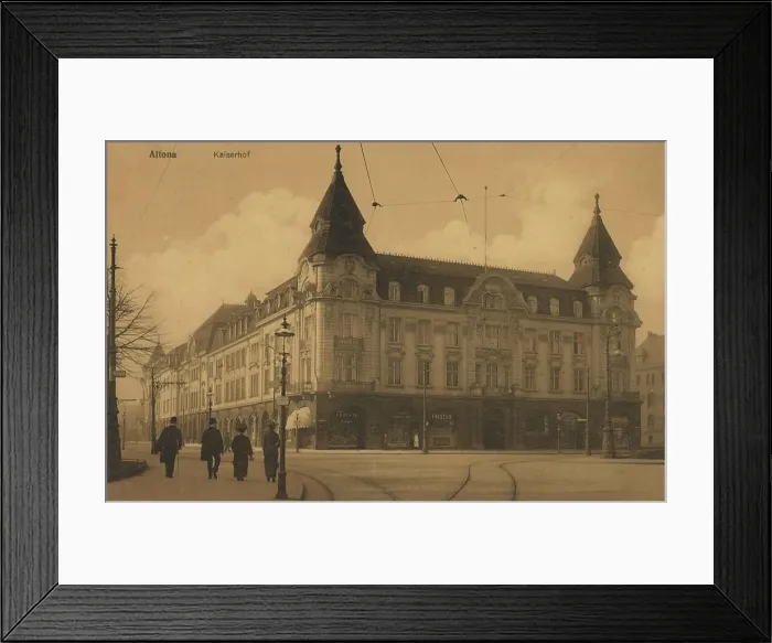 Framed Print : Kaiserhof in Altona, Hamburg, Germany, postcard with text, view around ca 1910, historical, digital reproduction of a historical postcard, public domain, from that time, exact date unknown Framed Print : Kaiserhof in Altona, Hamburg, Germany, postcard with text, view around ca 1910, historical, digital reproduction of a historical postcard, public domain, from that time, exact date unknown