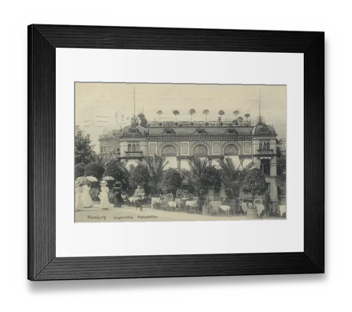Framed Print : Greeting from the Jungfernstieg, Alsterpavillion, Hamburg, Germany, postcard with text, view around ca 1910, Historic, digital reproduction of a historic postcard, public domain, from that time, exact date unknown Framed Print : Greeting from the Jungfernstieg, Alsterpavillion, Hamburg, Germany, postcard with text, view around ca 1910, Historic, digital reproduction of a historic postcard, public domain, from that time, exact date unknown