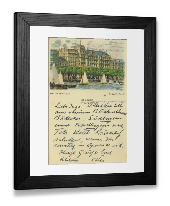 Framed Print : Neuer Jungfernstieg, Hamburg, Germany, postcard with text, view circa 1910, historical, digital reproduction of a historical postcard, public domain, from that time, exact date unknown Framed Print : Neuer Jungfernstieg, Hamburg, Germany, postcard with text, view circa 1910, historical, digital reproduction of a historical postcard, public domain, from that time, exact date unknown