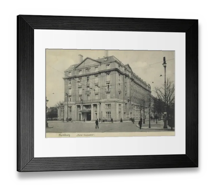 Framed Print : Hotel Esplanade, Hamburg, Germany, postcard with text, view around ca 1910, historical, digital reproduction of a historical postcard, public domain, from that time, exact date unknown Framed Print : Hotel Esplanade, Hamburg, Germany, postcard with text, view around ca 1910, historical, digital reproduction of a historical postcard, public domain, from that time, exact date unknown