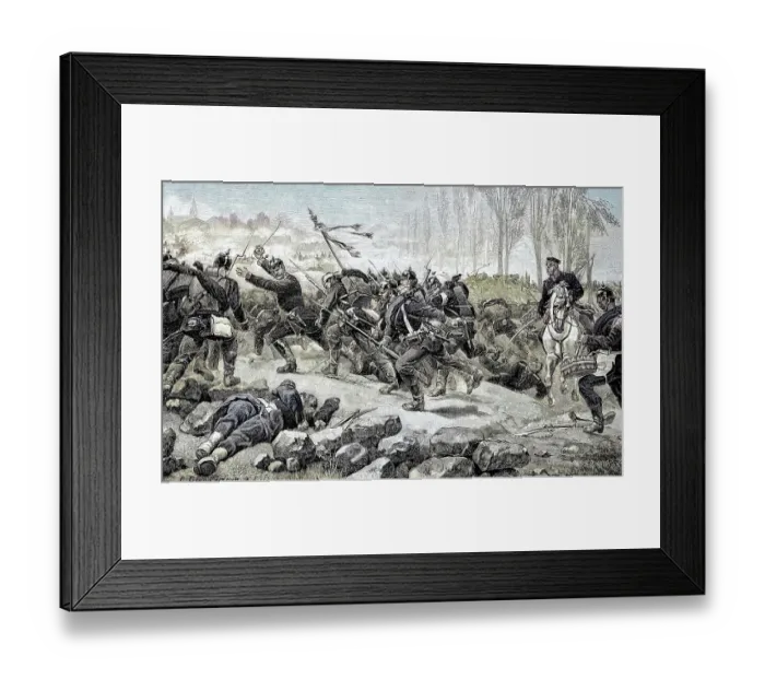 Framed Print : Storm on St. Privat, France, Situation from the time of the Franco-Prussian War, 1870-1871, Historical, digitally restored reproduction from a 19th century original