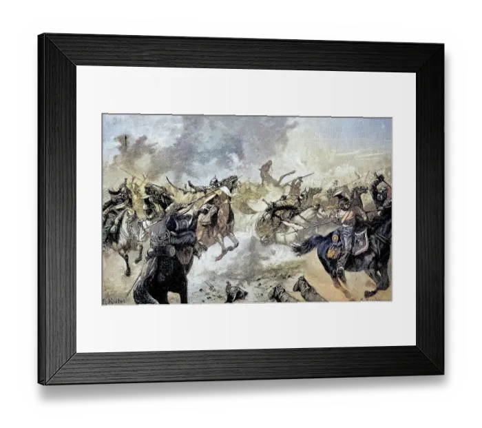 Framed Print : Horsemen fighting on Mars la Tour, France, Situation from the time of the Franco-Prussian War, 1870-1871, Historical, digitally restored reproduction from a 19th century original Framed Print : Horsemen fighting on Mars la Tour, France, Situation from the time of the Franco-Prussian War, 1870-1871, Historical, digitally restored reproduction from a 19th century original