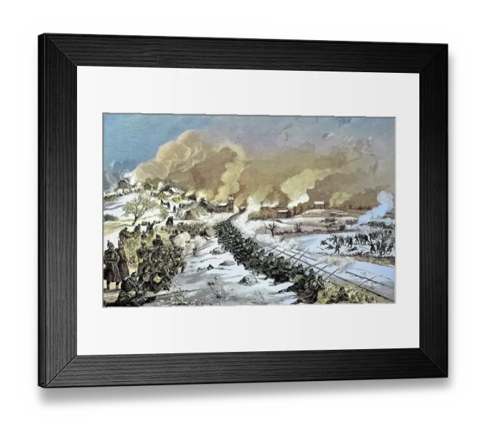 Framed Print : Battle of the railway embankment near Bethoncourt, France, Situation from the time of the Franco-Prussian War or Franco-Prussian War, 1870-1871, Historical, digitally restored reproduction from a 19th century original Framed Print : Battle of the railway embankment near Bethoncourt, France, Situation from the time of the Franco-Prussian War or Franco-Prussian War, 1870-1871, Historical, digitally restored reproduction from a 19th century original