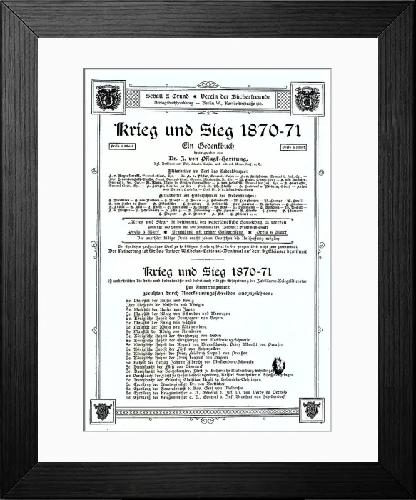 Framed Print : A page from Memorandum, a war literature, War and Victory 1870-71, by Dr. Julius von Pflugk-Harttung, Germany, Historical, digitally restored reproduction from a 19th century original Framed Print : A page from Memorandum, a war literature, War and Victory 1870-71, by Dr. Julius von Pflugk-Harttung, Germany, Historical, digitally restored reproduction from a 19th century original