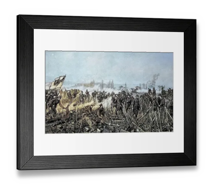 Framed Print : Attack on the railway station of Nuits, France, Situation from the time of the Franco-Prussian War, 1870-1871, Historical, digitally restored reproduction from a 19th century original Framed Print : Attack on the railway station of Nuits, France, Situation from the time of the Franco-Prussian War, 1870-1871, Historical, digitally restored reproduction from a 19th century original