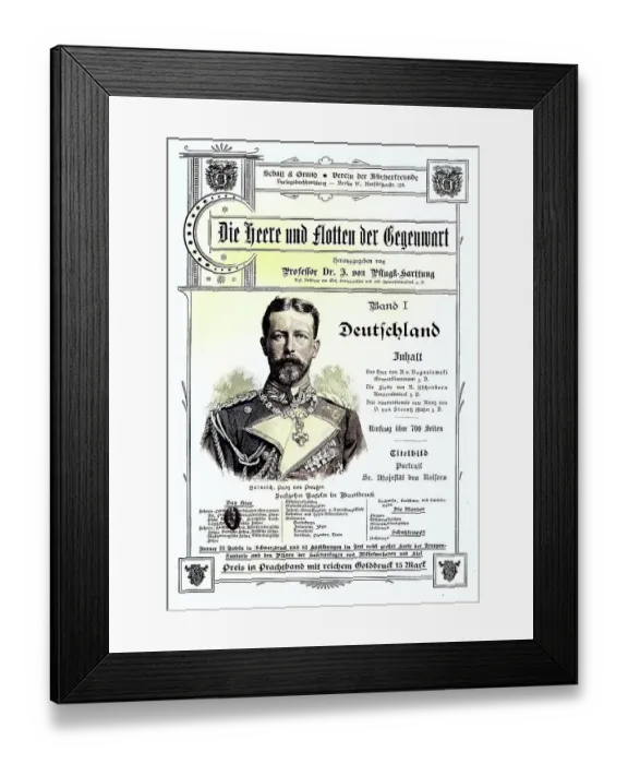 Framed Print : Advertisement for the book The Armies and Fleets of the Present with the portrait of Prince Frederick Henry Ludwig of Prussia or Prince Frederick Henry Louis of Prussia, Germany, Historical