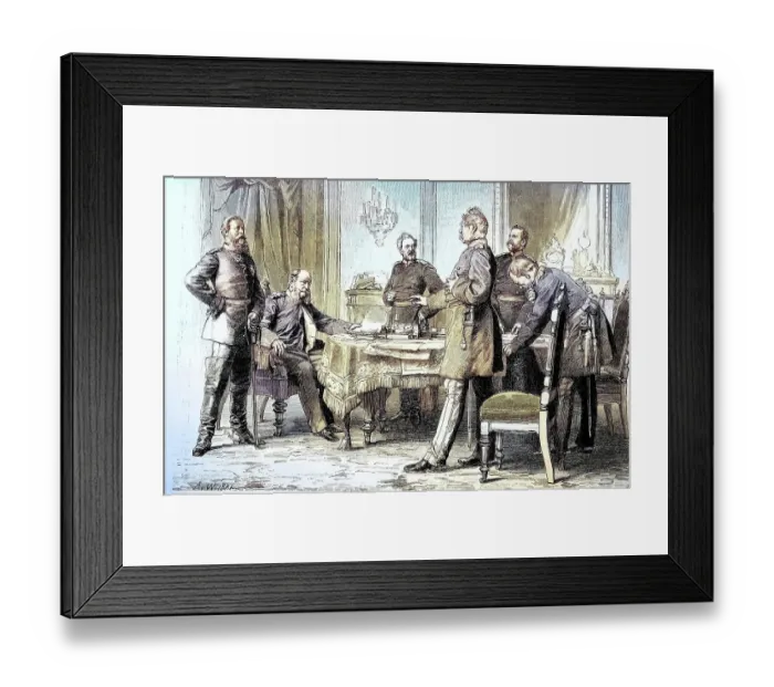 Framed Print : Military Persons in the Franco-Prussian War 1870, 1871, A Military Lecture in Versailles with Crown Prince Frederick William, King Wilheln, General von Blumenthal, War Minister von Roon, General von Podbielski and General Moltke, from left, France Framed Print : Military Persons in the Franco-Prussian War 1870, 1871, A Military Lecture in Versailles with Crown Prince Frederick William, King Wilheln, General von Blumenthal, War Minister von Roon, General von Podbielski and General Moltke, from left, France