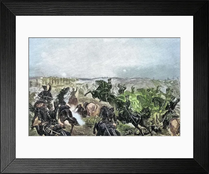 Framed Print : Military Persons in the Franco-Prussian War 1870, 1871, Attack of the Ducal Brunswick Hussar Regiment No. 17 at Flavigny, France, Historical, digitally restored reproduction from a 19th century original Framed Print : Military Persons in the Franco-Prussian War 1870, 1871, Attack of the Ducal Brunswick Hussar Regiment No. 17 at Flavigny, France, Historical, digitally restored reproduction from a 19th century original