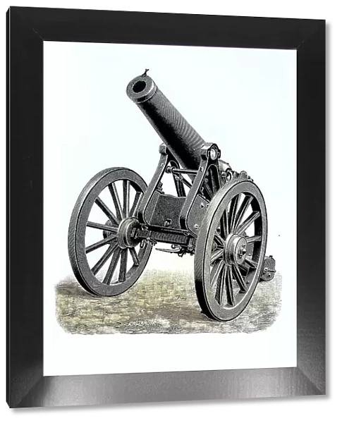 Short 15 cm cannon, Germany, used in the Franco-Prussian War 1870, 1871, Historic, digitally restored reproduction from a 19th century original