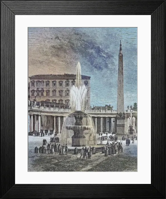 Framed Print : Fountain and Obelisk in St. Peters Square, Rome, Italy, Historical, digitally restored reproduction from a 19th century original Framed Print : Fountain and Obelisk in St. Peters Square, Rome, Italy, Historical, digitally restored reproduction from a 19th century original