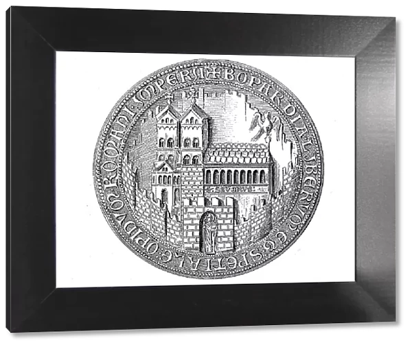 Medieval town seal from the 13th to 15th century, here Boppard, Germany, Historical, digitally restored reproduction from a 19th century original