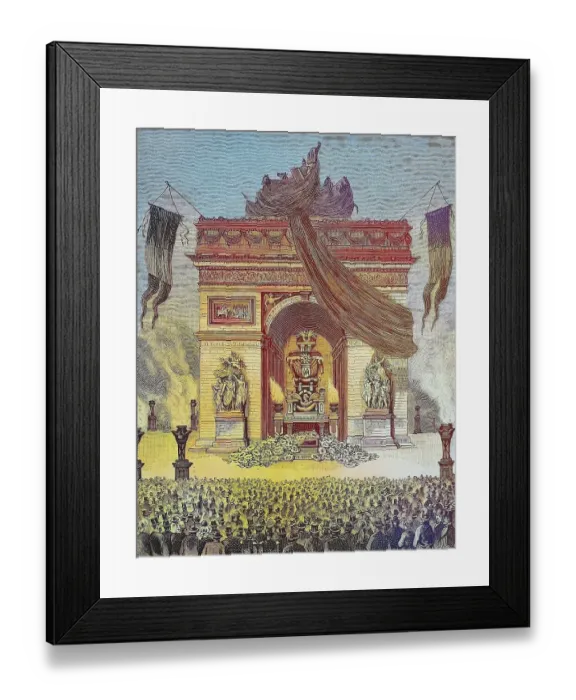 Framed Print : The display of Victor Hugos body under the Arc de Triomphe in Paris, France, Victor Marie Hugo, 1802, 1885, was a French poet, novelist, and dramatist of the Romantic movement, Historic, digitally restored reproduction from a 19th century original