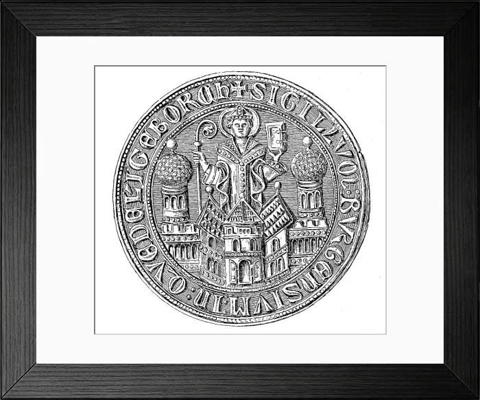 Framed Print : Medieval town seal from the 13th to 15th century, here Quedlinburg, Germany, Historical, digitally restored reproduction from a 19th century original Framed Print : Medieval town seal from the 13th to 15th century, here Quedlinburg, Germany, Historical, digitally restored reproduction from a 19th century original