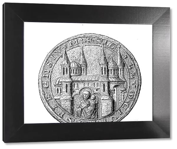 Medieval town seal from the 13th to 15th century, here Speyer, Germany, Historical, digitally restored reproduction from a 19th century original
