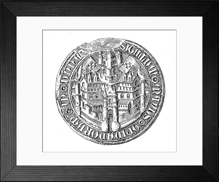 Framed Print : Medieval town seal from the 13th to 15th century, here Unna, Germany, Historical, digitally restored reproduction from a 19th century original Framed Print : Medieval town seal from the 13th to 15th century, here Unna, Germany, Historical, digitally restored reproduction from a 19th century original