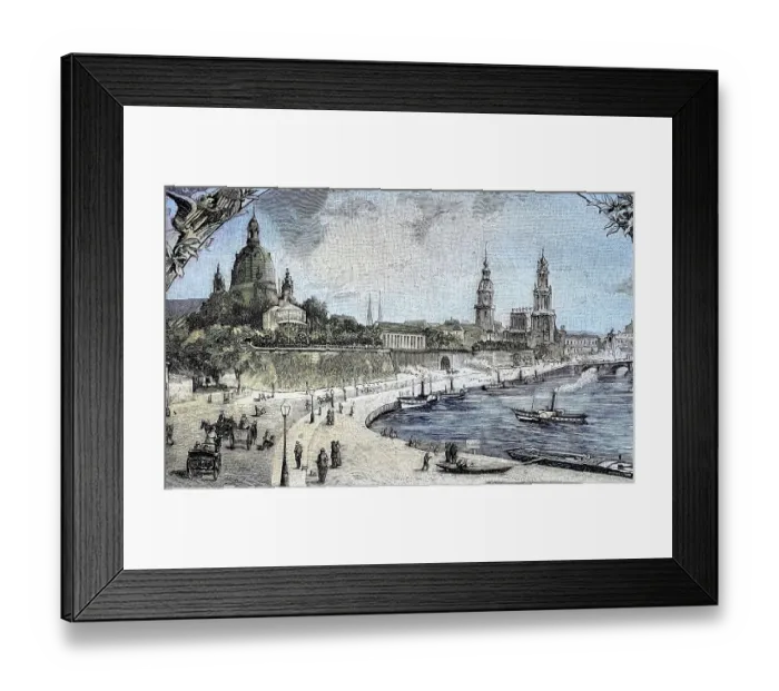 Framed Print : View of the Elbe and Dresden from the Albertsbruecke, Saxony, Germany, Historic, digitally restored reproduction from a 19th century original Framed Print : View of the Elbe and Dresden from the Albertsbruecke, Saxony, Germany, Historic, digitally restored reproduction from a 19th century original