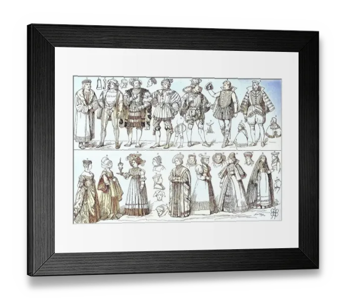 Framed Print : The traditional traditional costume in the 16th century, Germany, Historical, digitally restored reproduction from a 19th century original Framed Print : The traditional traditional costume in the 16th century, Germany, Historical, digitally restored reproduction from a 19th century original