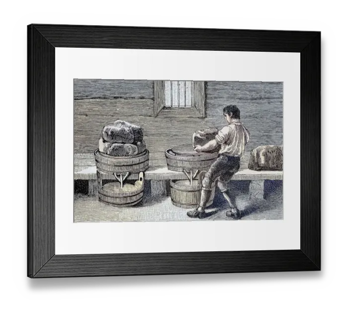 Framed Print : Cheese making, pressing the cheese, Allgaeu, Bavaria, Germany, Historic, digitally restored reproduction from a 19th century original Framed Print : Cheese making, pressing the cheese, Allgaeu, Bavaria, Germany, Historic, digitally restored reproduction from a 19th century original