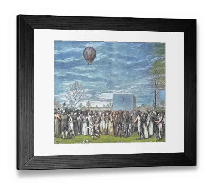 Framed Print : Balloon flight in Nuremberg, Germany, by Jean-Pierre Blanchard, 1753, 1809, a French inventor known as a pioneer of balloon flight, Historic, digitally restored reproduction from a 19th century original Framed Print : Balloon flight in Nuremberg, Germany, by Jean-Pierre Blanchard, 1753, 1809, a French inventor known as a pioneer of balloon flight, Historic, digitally restored reproduction from a 19th century original