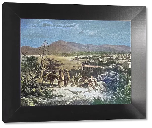 View of Palermo, Sicily, Italy, Historical, digitally restored reproduction from a 19th century original