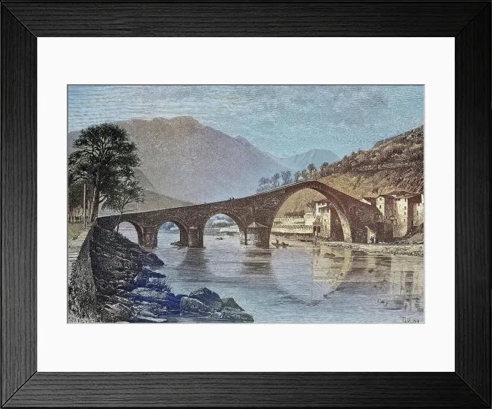 Framed Print : The Bridge della Maddalena or del Diavolo, near Lucca, Italy, Historical, digitally restored reproduction from a 19th century original Framed Print : The Bridge della Maddalena or del Diavolo, near Lucca, Italy, Historical, digitally restored reproduction from a 19th century original