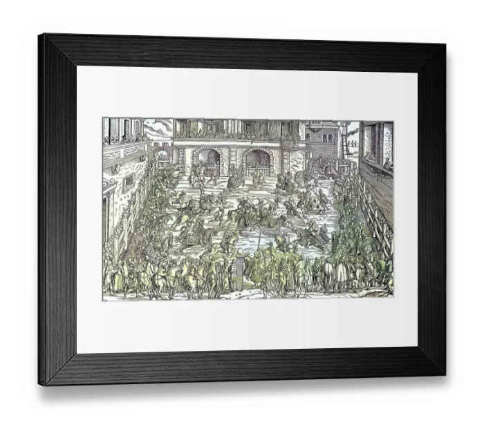 Framed Print : Medieval jousting tournament, Vienna, Austria, Historic, digitally restored reproduction from a 19th century original