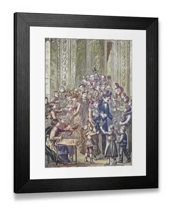 Framed Print : On Palm Sunday in front of the Church of Our Lady in Munich, Germany, market woman selling bouquets of palm catkins, Historic, digitally restored reproduction from a 19th century original Framed Print : On Palm Sunday in front of the Church of Our Lady in Munich, Germany, market woman selling bouquets of palm catkins, Historic, digitally restored reproduction from a 19th century original