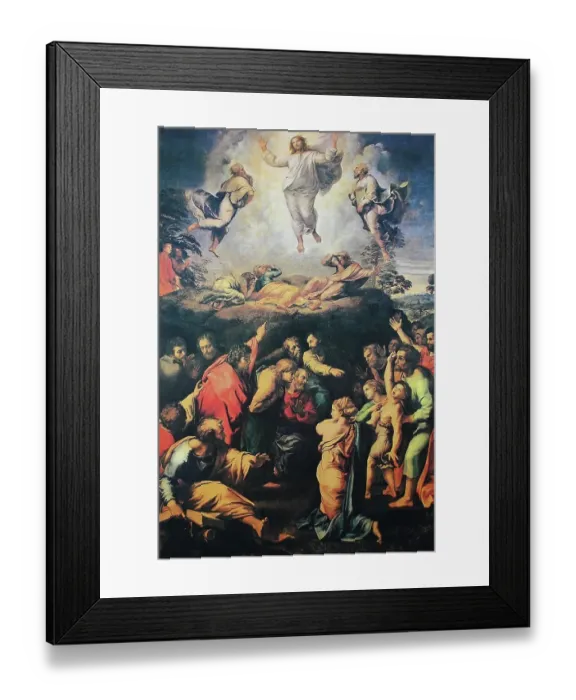 Framed Print : The Transfiguration of Christ, by Raffaello Sanzio da Urbino, also Raffael da Urbino, Raffaello Santi, Raffaello Sanzio, Raphael, Italian painter, Italy, digitally restored reproduction of a work of art (public domain) from c. 1500 Framed Print : The Transfiguration of Christ, by Raffaello Sanzio da Urbino, also Raffael da Urbino, Raffaello Santi, Raffaello Sanzio, Raphael, Italian painter, Italy, digitally restored reproduction of a work of art (public domain) from c. 1500