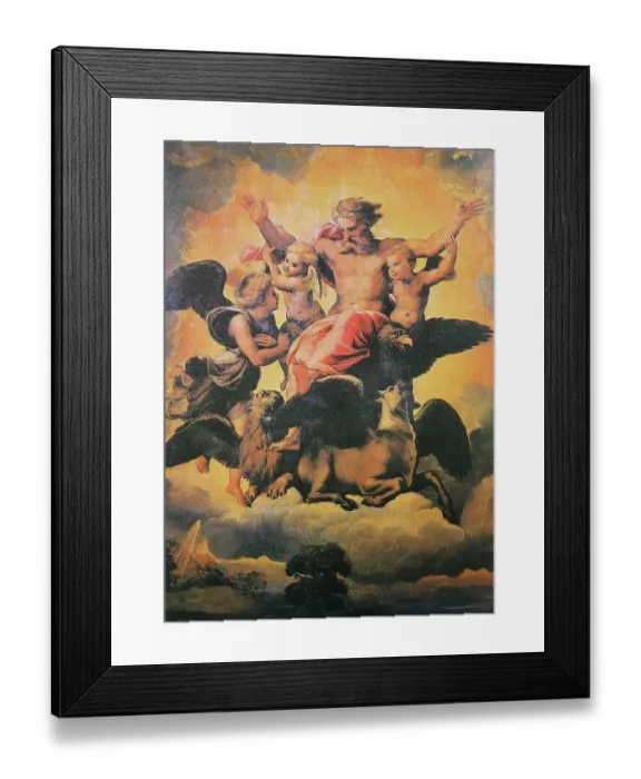 Framed Print : Vision of Ezekiel, by Raffaello Sanzio da Urbino, also Raffael da Urbino, Raffaello Santi, Raffaello Sanzio, Raphael, Italian painter, Italy, digitally restored reproduction of a work of art (public domain) from c. 1500 Framed Print : Vision of Ezekiel, by Raffaello Sanzio da Urbino, also Raffael da Urbino, Raffaello Santi, Raffaello Sanzio, Raphael, Italian painter, Italy, digitally restored reproduction of a work of art (public domain) from c. 1500