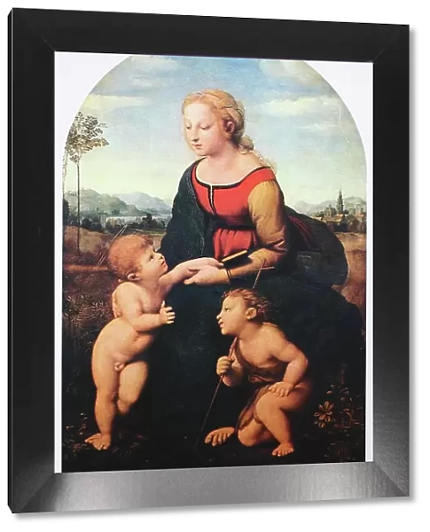 Madonna Jardiniere, by Raffaello Sanzio da Urbino, also Raffael da Urbino, Raffaello Santi, Raffaello Sanzio, Raphael, Italian painter, Italy, digitally restored reproduction of a work of art (public domain) from c. 1500