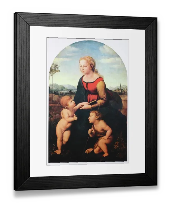 Framed Print : Madonna Jardiniere, by Raffaello Sanzio da Urbino, also Raffael da Urbino, Raffaello Santi, Raffaello Sanzio, Raphael, Italian painter, Italy, digitally restored reproduction of a work of art (public domain) from c. 1500 Framed Print : Madonna Jardiniere, by Raffaello Sanzio da Urbino, also Raffael da Urbino, Raffaello Santi, Raffaello Sanzio, Raphael, Italian painter, Italy, digitally restored reproduction of a work of art (public domain) from c. 1500